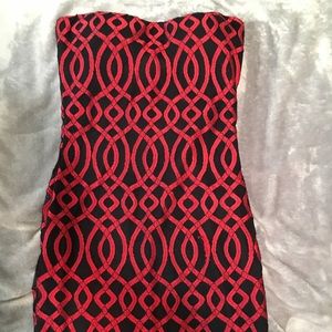 Red and black sleeveless dress